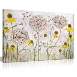 Panther Print Fine Art Prints Yellow Summer Flower Garden Artistic Framed Canvas Print, Pictures for Home Walls, Bedroom, Living Room & Bathroom Decor 31x20cm (12x8in)