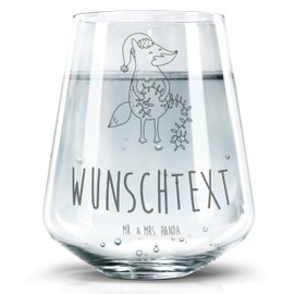 Mr. & Mrs. Panda Personalisiertes Trinkglas Fuchs Weihnachten - Personalisierte Geschenke, Geschenk Weihnachten, Winter, Wasserglas, Heiligabend,
