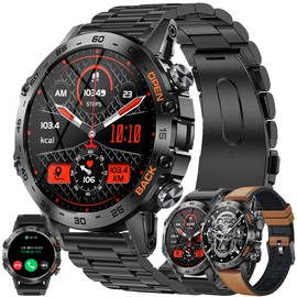 ZPIMY Smartwatch Herren mit Telefonfunktion, 1,39” AMOLED 5ATM Fitnessuhr mit Schlafmonitor, Schrittzähler Herzfrequenz SpO2, 100+ Sportmodi Uhr, Sportuhr Aktivitätstracker für Android iOS (Schwarz)