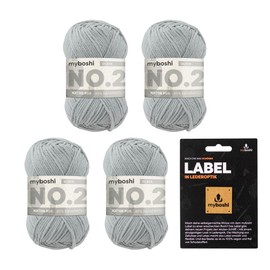 myboshi No. 2 with Label, Cotton for Crochet, Baby Wool, Vegan Wool for Knitting, Wool Washable at 60 Degrees, for Baby and Amigurumi, 50 g, Ll 100 m Grey (Silver), 4 Balls