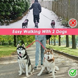 SlowTon Double Dog Leash, No Tangle Double Leash for 2 Dogs Walking Training 360°Swivel Rotation Reflective Adjustable Length Dual Two Dog Lead Splitter, Shock Absorbing Bungee Lead 2 Dog(Pink)