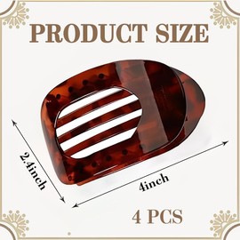 4 Stück Set Flache Haarklammer Bernstein Anzug, Runde Haarklammern für Frauen und Mädchen, Flat Claw Clips mit Starkem Halt für Dickes und Dünnes Haar