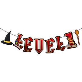 Magical Wizard 1st Birthday Banner, Pre-Strung Wizard Party Decorations Enchanted Backdrop for Magic Theme Party Supplies Boy or Girl Baby Shower & First Birthday Decor