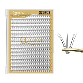 QUEWEL QUEWEL Lash Clusters 320Pcs Cluster Lashes 10D C Curl Lash Clusters Mix9-16mm Individual Eyelashes Clusters Wispy DIY Eyelash Extension Thin Band Soft to Use at Home (10D C Mix9-16)