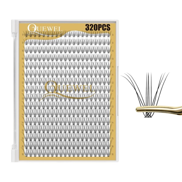 QUEWEL QUEWEL Lash Clusters 320Pcs Cluster Lashes 10D C Curl