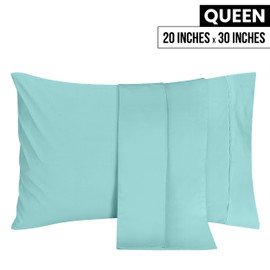 Utopia Bedding Queen Pillow Cases - 2 Pack - Envelope Closure - Soft Brushed Microfiber Fabric - Shrinkage and Fade Resistant Pillow Covers 20 X 30 Inches (Queen, Spa Blue)