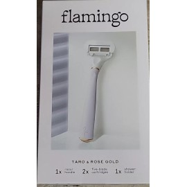 Harry's Flamingo Womens Razor Set Taro & Rose Gold Shower Holder 2 Cartridges Free Ship