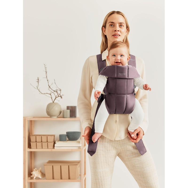 BabyBjörn Baby Carrier Mini, Cotton, Dark Purple | Newborn Carrier