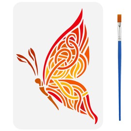 FINGERINSPIRE Butterfly Stencils with Brush 29.7 x 21 cm Stencil with Pattern in Celtic Knot Style Reusable Flying Insects Painting Stencils Animal Motifs Template for Walls Fabrics Furniture