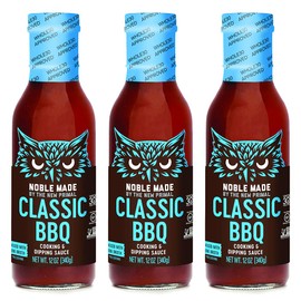 Noble Made by The New Primal, Classic BBQ Sauce, Whole30 Approved, Paleo, Gluten Free, Keto, Low Carb, Low Calorie, Dairy and Soy Free, Glass Bottle, 12 oz, 3 pack