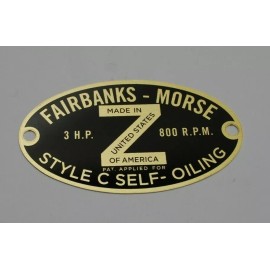 Flywheel Supply New 3 HP Fairbanks Morse Z Style C Brass Name Plate Gas Engine Motor