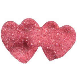 Nupuyai Red Double Love Heart Crystal Cluster Quartz Stone, Titanium Coated Rock Crystal Ornament Specimen Good Luck Home Wedding Decor