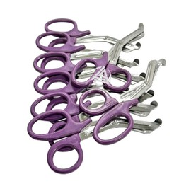 EMT EMS Paramedic Scissors 19.05cm (7.5") Blunt Serrated with Plastic Handle Multi-Purpose Paramedic Shears - 12 Count (Purple)