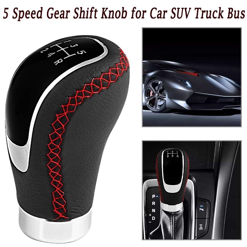 Semoss Gear Knob 5 Speed Universal Leather Gear Knobs with