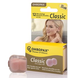 Ohropax Reusable Wax/Cotton Ear Plugs (12 Plugs Total)(1 Clear Carrying Case) - Ear Plugs for Sleeping Noise Cancelling, Swimming, Shooting Ear Protection, and a snoring Solution