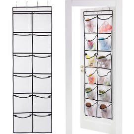 GOMAJI 12 Large Mesh Pockets Over The Door Shoe Organizer Boots Hanging Storage Shoe Rack for Closet - White