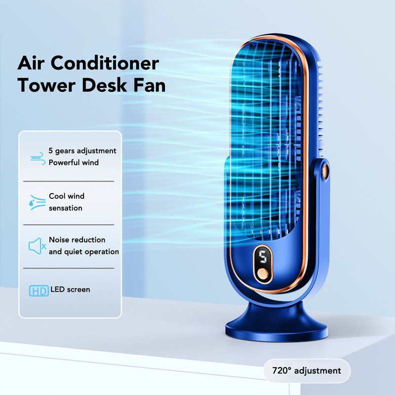 Table Tower Fan Portable USB Plug In 5 Gears Quiet