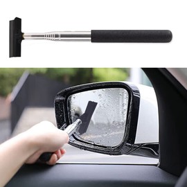HAOBO Side Mirror Squeegee, Car Wiper, 38.6in Handle Retractable Rearview Mirror Wiper, Mini Squeegee for Rainy Foggy Weather, Universal Automotive Accessories
