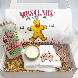 Christmas Gift Box Gingerbread Man Sweatshirt Gingerbread Cup Christmas Movies Tumbler Christmas Decor Holiday Earrings Christmas Care Package Friend Gift Box Sister Present Girlfriend Gift Box Holiday Accessories - Size: XLarge