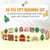 Blosssound 35 Pcs Wooden Town Building Play Toys for Kids