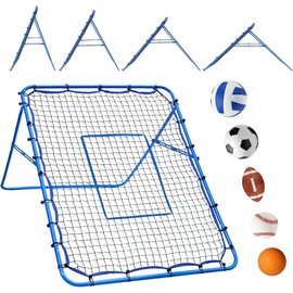 Winthai 5x4FT Baseball Soccer Rebounder Pitchback Net with 2 x 6-Angle Quick Adjustments, Target Ribbon for Precision, Easy Quick Setup,Ideal for Volleyball Softball Lacrosse and Sport Training Football Equipment