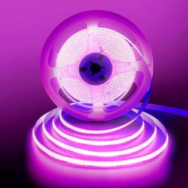 Clearhill 12V COB 480LED Strip Lights,6.56FT/2M（No Power Supply）,Purple,480LEDs/M,with 5521DC Female Connectors,8mm Width,CRI90,Electroplated Double-Sided Panel,IP20,for Indoor Decoration