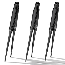 ziyue Yakiniku Tongs, Stainless Steel, Freestanding, Camping, Barbecue, Chopsticks, Non-Slip, Serving Pasta, Yakiniku Tongs (Tip, Set of 3 - black-24cm)