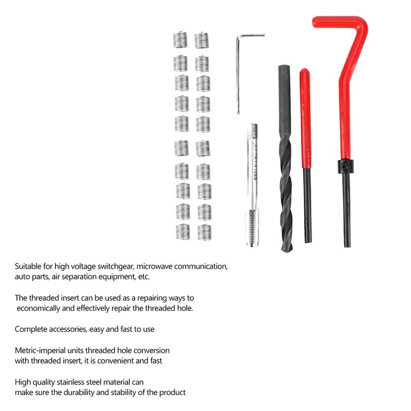 Chazcool 25Pcs Thread Repair Kit M7 x 1, Kit Thread