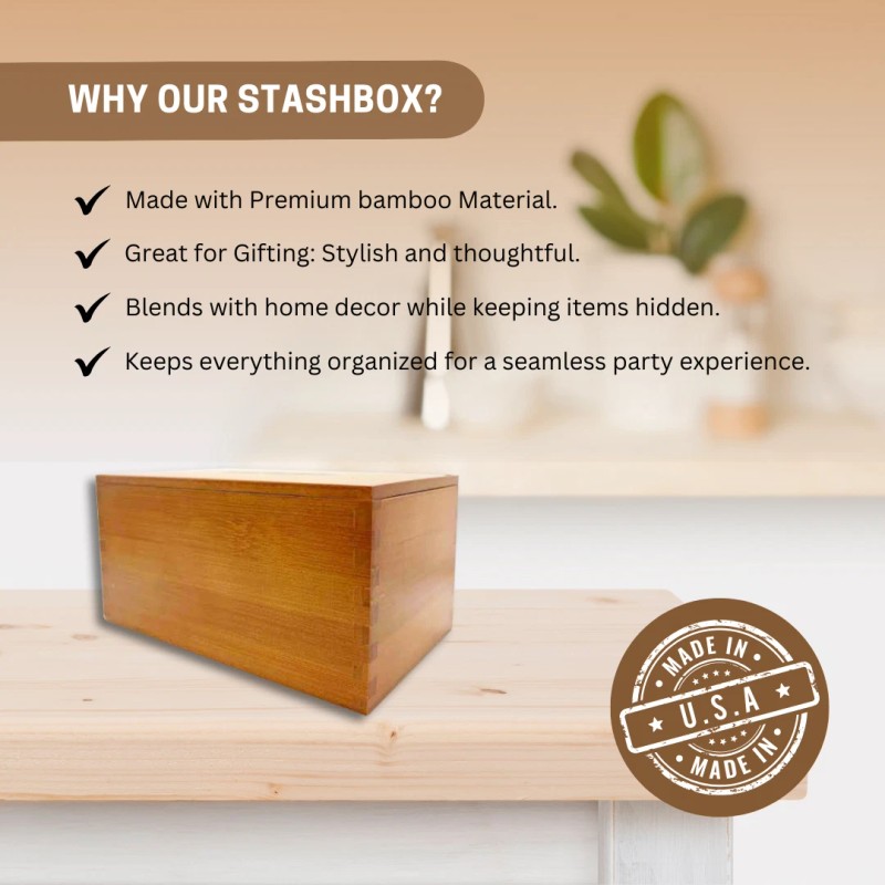 Kashmir Premium Bamboo Stash Box with Accessories, Jar & Grinder