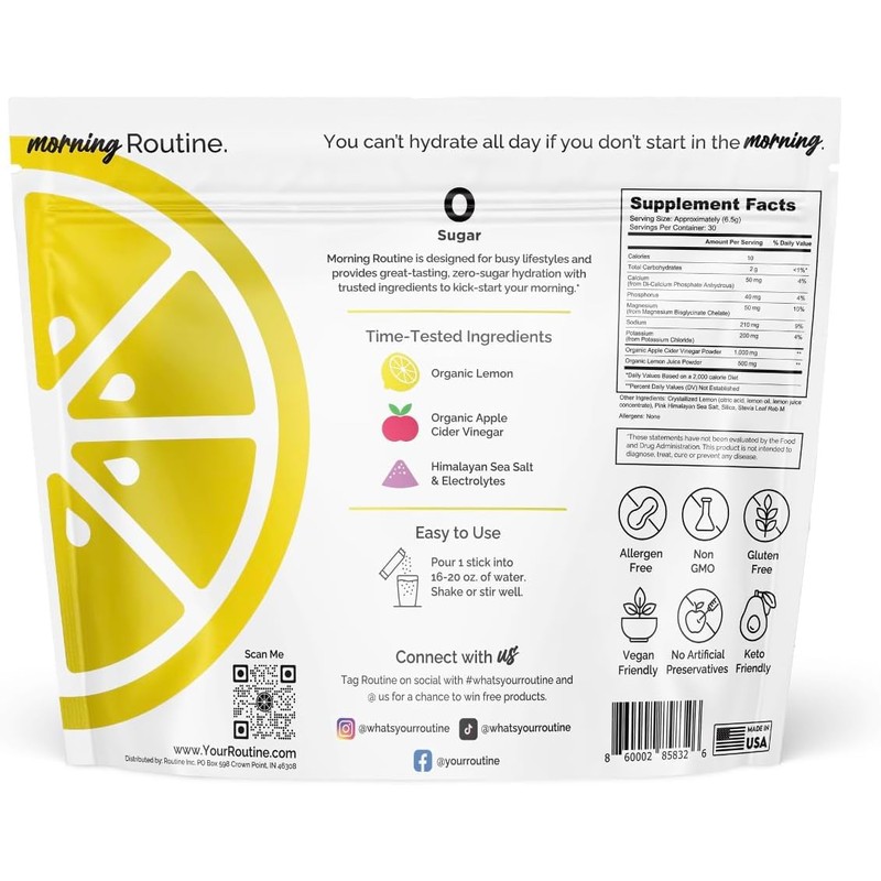 ROUTINE Morning Daily Hydration | Electrolyte Powder Packets with Apple