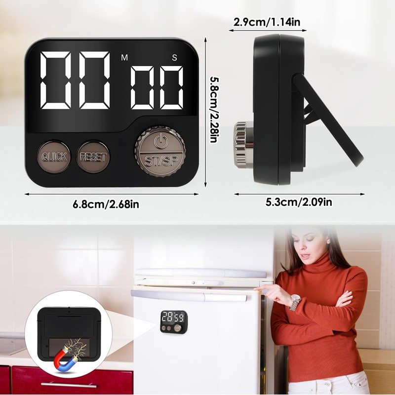 Timer Cucina Timer Digitale, Timer da Cucina Magnetico con Ampio