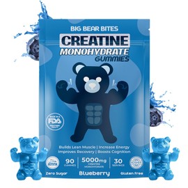 Creatine Monohydrate Gummies for Men & Women | 5000mg of Creatine Gummies per Serving | Sugar, Gluten Free & Halal | Pack of 90 for Pre Workout & Muscle Recovery | Blueberry Flavor