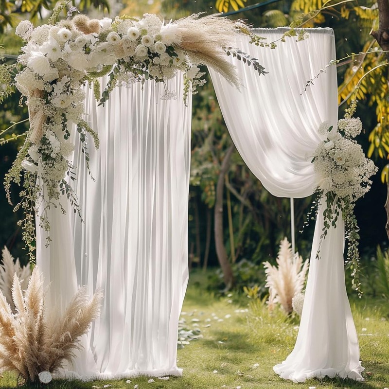 TOAOFY 5x10ft White Backdrop Curtains White Tulle Wrinkle Free Background