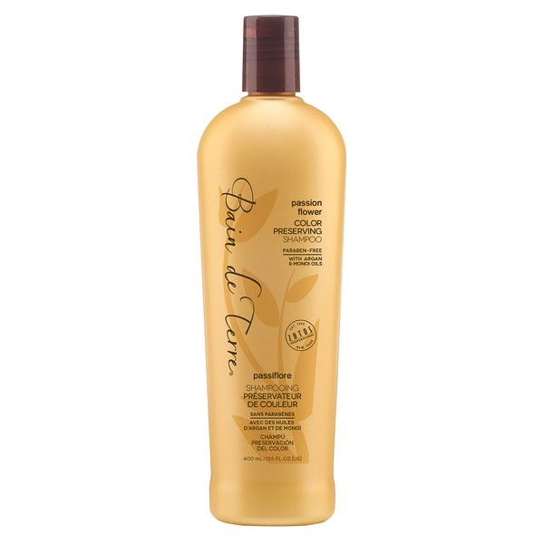 Bain de Terre Color Preserving Shampoo | Passion Flower | Color-Treated Hair | Argan & Monoi Oils | Paraben Free | 13.5 Fl Oz