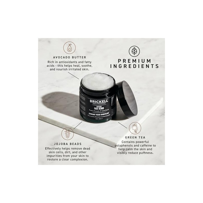 Brickell Men's Products Renewing Face Scrub, 4 Ounce