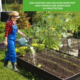 Lalahoni Cucumber Trellis for Raised Bed, 65" X 65" U-Frame Garden Arch Tunnel Trellis, Lightweight Metal Plant Support Structure with Nylon Netting for Climbing Vine, Vegetables, Fruits, Flowers