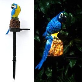 Juliahestia Parrot Decor Garden Solar Light up Figurine Animal Outdoor Stakes Decorative Waterproof LED Decorations for Outside Backyard Decoration Porch Lawn Ornaments Blue