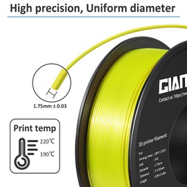 GIANTARM GIANTARM Silk PLA Filament 1.75mm Dimensional Accuracy +/-0.02mm, 3D Printer PLA Filament 1 kg Spool,Silk PLA Yellow