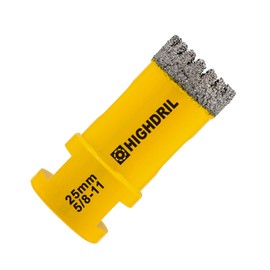 HIGHDRIL Diamond Core Drill Bit - 1"(25mm) with 5/8-11 Thread Dry Drilling Hole Saw for Porcelain Tile Ceramic Granite Marble Stone Masonry Brick (Serrated Blade)