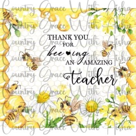 Handmade 20oz Skinny Tumbler Sublimation Transfer Teacher Bee Ready To Press