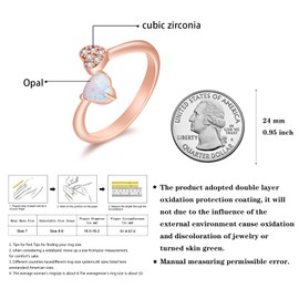JIANGYUE Rosegold Opal Ring for Women, Plated Adjustable Rings - Thumb Rings for Women, Cubic Zirconia Ring Open Finger Rings for Jewelry Gift Birthday Gift for Mom Wife Girls