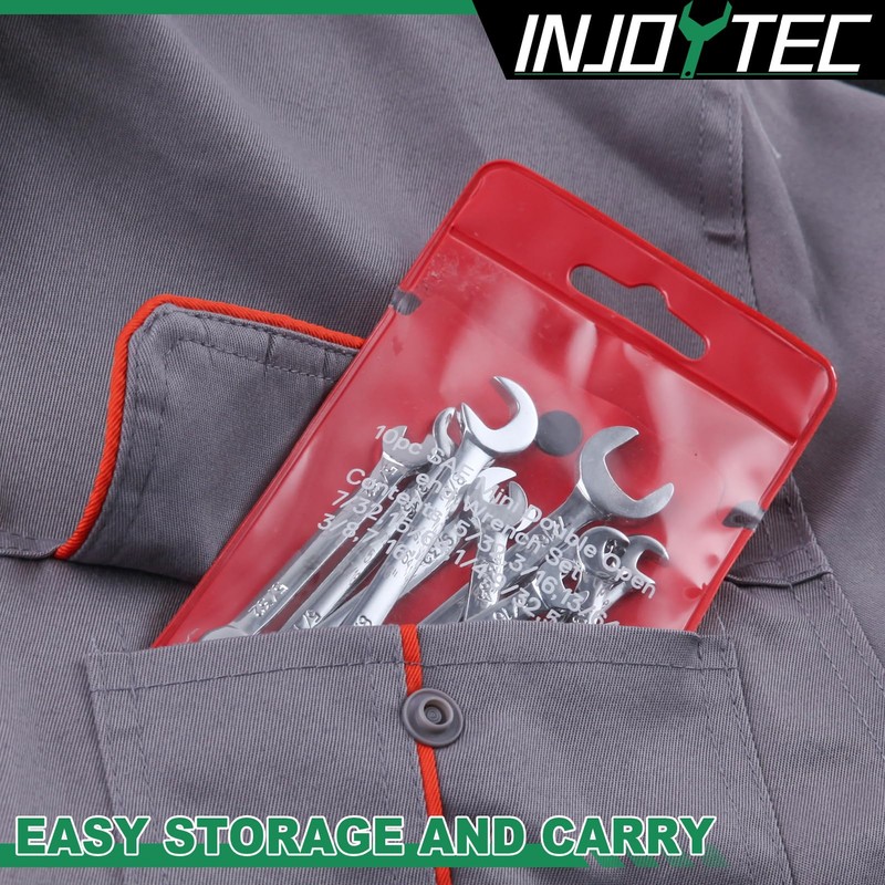 INJOYTEC 10 Piece Mini Spanner Set, 5/32"-7/16" Mini Open End