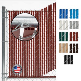 Fence Source Double-Double Bottom Locking Privacy Fence Slat (9 Colors) Double Wall Reinforced with Double Legs Inside - Available for 4’, 5’, 6’, 7’ and 8’ Chain Link Fence (4 ft, Redwood)