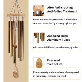 Astarin Sympathy Wind Chimes for Outside Deep Tone, Memorial Wind Chime for Loss of Loved One, in Memory Wind Chimes Outdoor as Bereavement Memorial Gifts for Mom Dad(30 Inch Bronze)