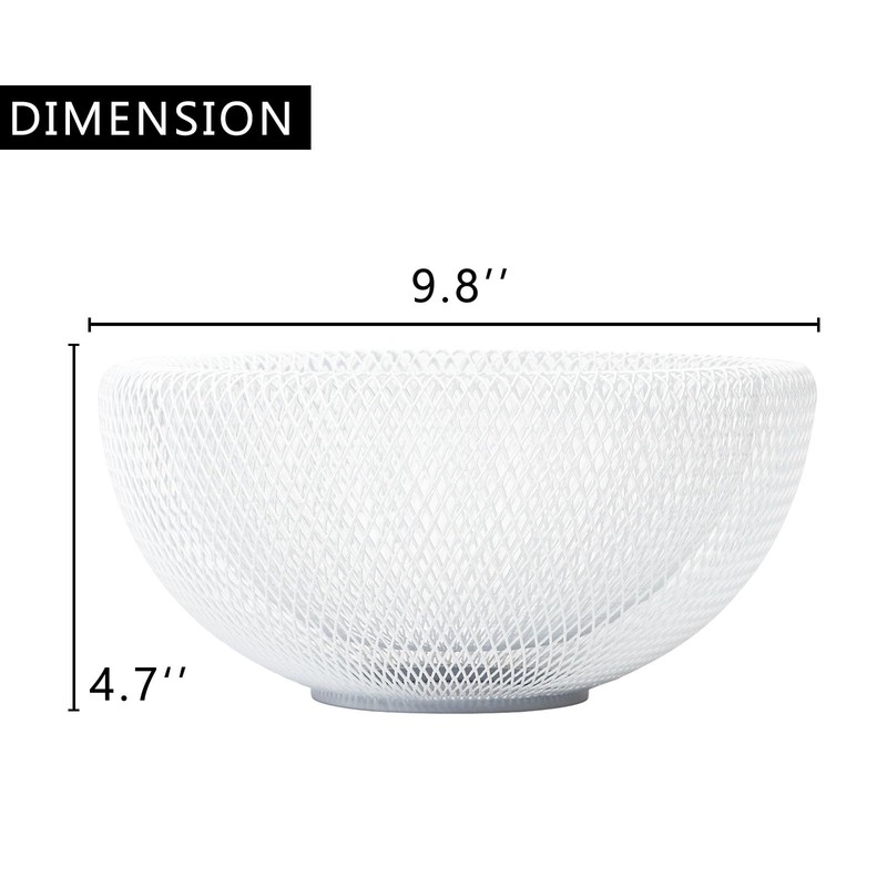 IBWell White Metal Mesh Double-layer Fruit Basket, Large Round Storage