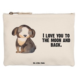 Mr. & Mrs. Panda Make Up Bag Dog Relaxed, White, M, Hand Drawn