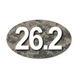 CafePress Super Unique 26.2 (Camo Version) Oval Car Magnet, Euro Oval Bumper Magnet