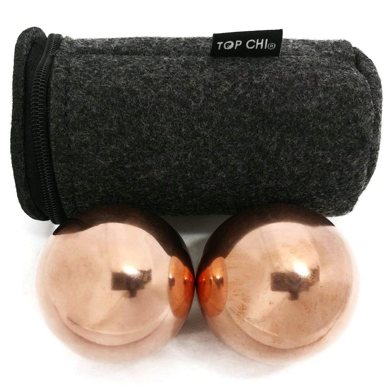 Top Chi Solid Copper Baoding Balls with Carry Pouch for