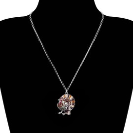 NEWEI Cute Enamel Thanksgiving Turkey Chicken Necklace Pendant for Women Jewelry Gifts (Coffee)