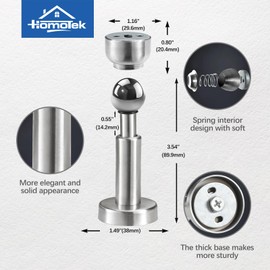 HOMOTEK 12 Pack Magnet Door Stop, Hydraulic Magnetic Stainless Steel Wall Door Stopper with Rubber Tip,4.3 Inch Height Spring Doorstops with Magnets Door Catch for Bottom of The Door,Brushed Nickel